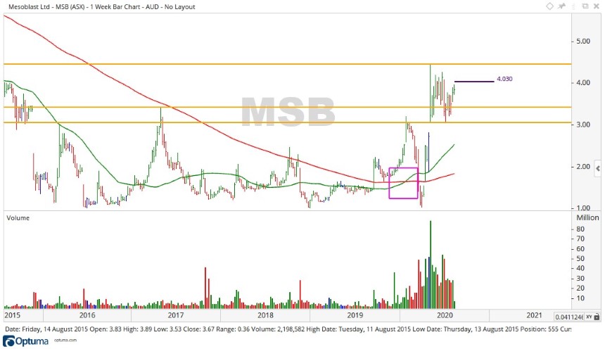 MSB Share Price Chart 2 - Mesoblast